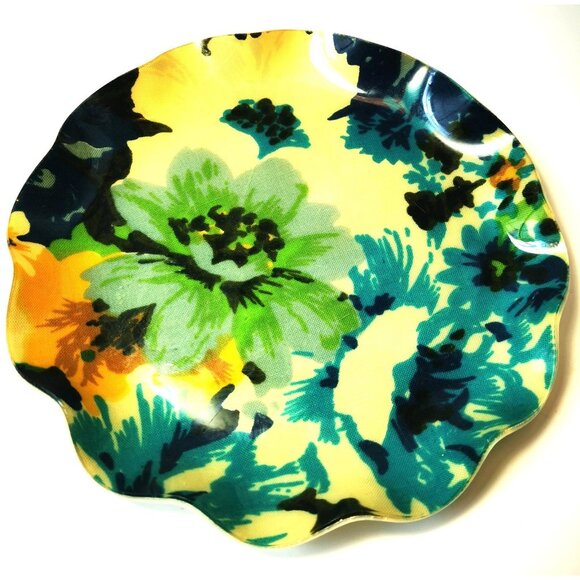 Plate 1960s Floral Fabric & Resin Tray includes Plate Stand both Vintage Canada - Picture 7 of 10